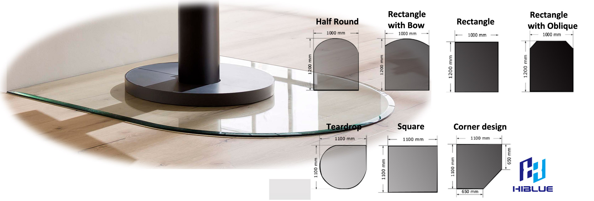 Glass floor plate with customized shape 
Glass floor plate Glass floor hearth pads