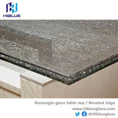 Rectangle cracked laminated glass table top