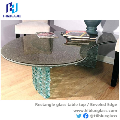 Cracked glass table top bronze or grey tempered glass