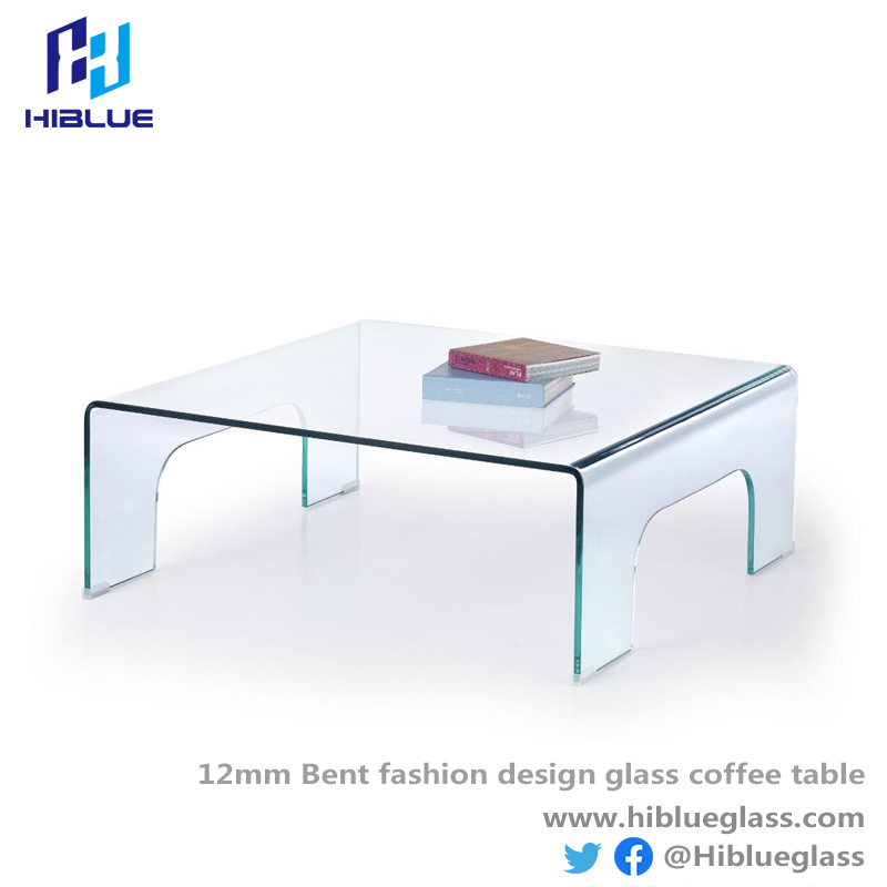 12mm Bent fashion design glass coffee table