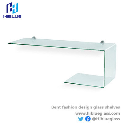 L shape bent glass shelves