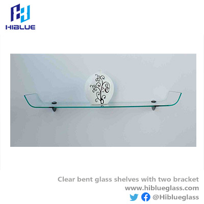 Clear Bent glass with two bracket -frosted 