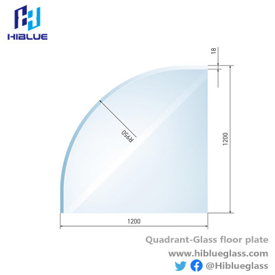 Quadrant viertelkreis Glass floor plate